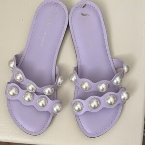 BCBGeneration Lavender Sandals with Pearl Accents